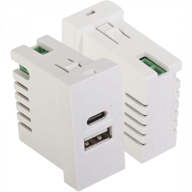 Сетевая розетка LANMASTER LAN-EZ45x22-2UCA/2.1-WH