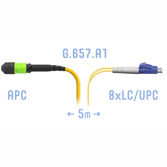 Оптический патч-корд SNR SNR-PC-MPO/APC-8LC/UPC-SM-A-5m