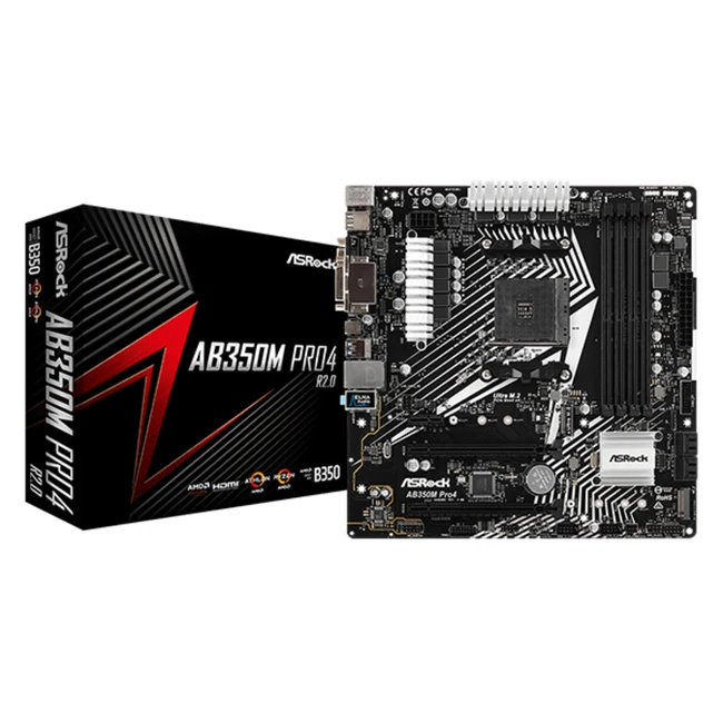 Материнская плата ASRock AB350M PRO4 R2.0 Micro-ATX, AMD AM4