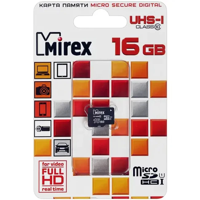 Флеш (Flash) карты Mirex microSDHC [13612-MCSUHS16] 16 ГБ