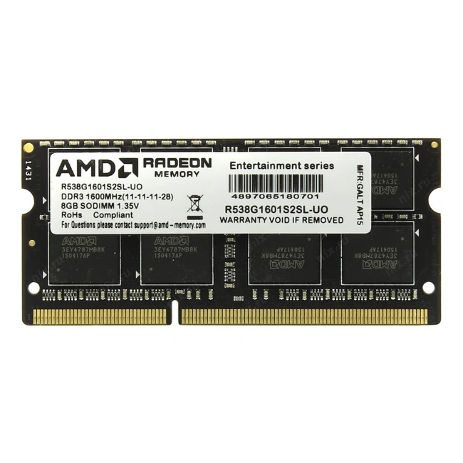 ОЗУ AMD R538G1601S2SL R538G1601S2SL-U SO-DIMM, DDR3, 8 Гб, 1600 МГц