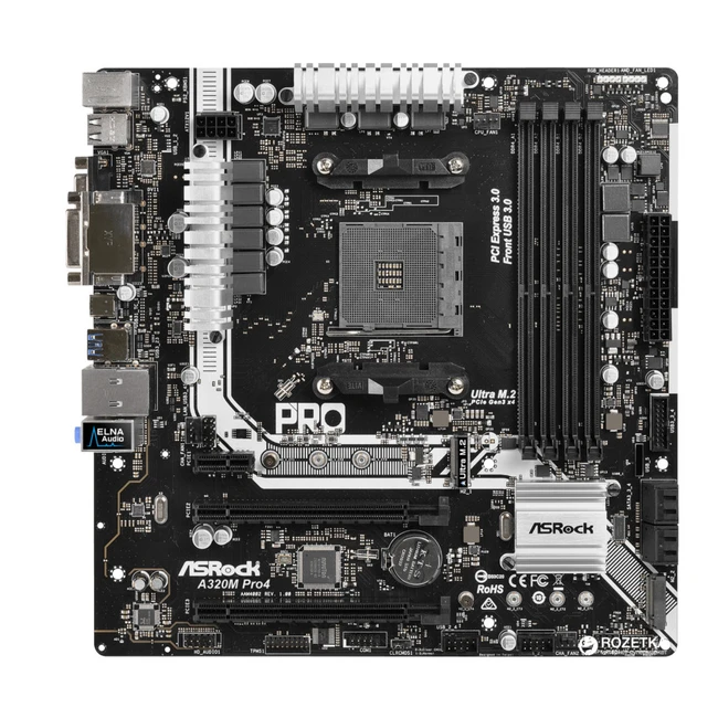 Материнская плата ASRock A320M Pro4 A320MPRO4R2.0 (Micro-ATX, AMD AM4)