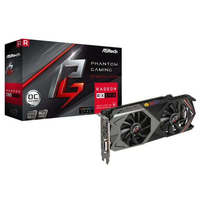 Видеокарта ASRock Phantom Gaming U Radeon RX 590 8G OC PG U RADEON RX 590 8G OC 8 ГБ