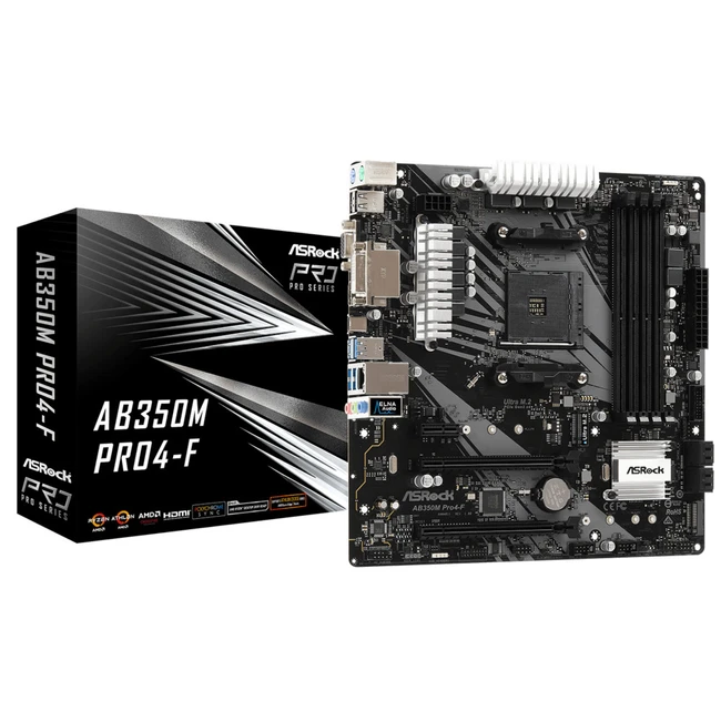 Материнская плата ASRock AB350M Pro4-F AB350M PRO4-F (Micro-ATX, AMD AM4)