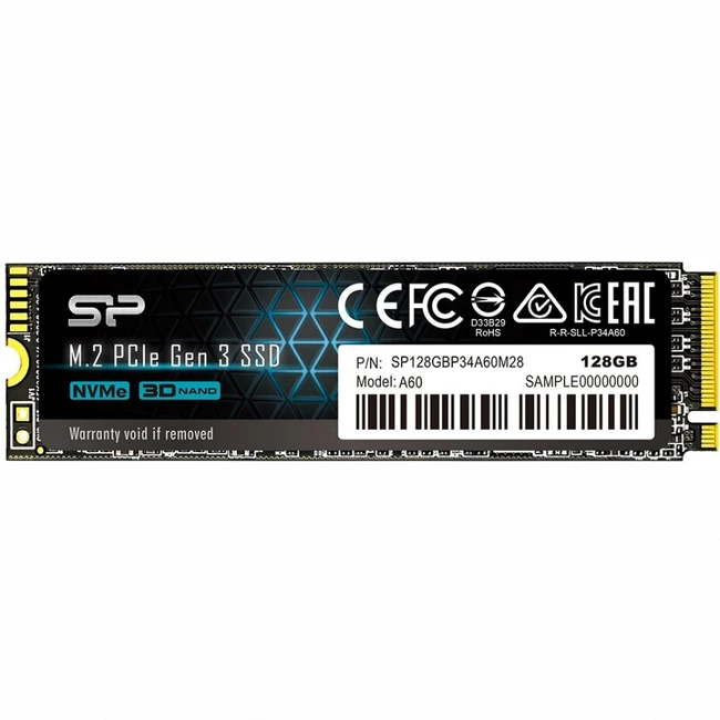 Жесткий диск Silicon Power A60 SP128GBP34A60M28 SSD (твердотельные), 128 ГБ, M.2, PCIe