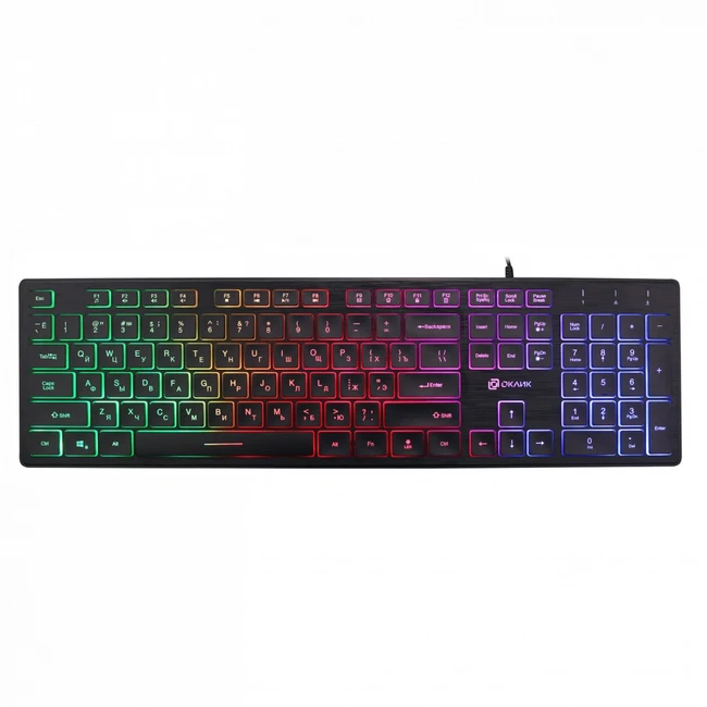 Клавиатура Oklick 550ML черный USB slim Multimedia LED 1061617 Проводная, USB