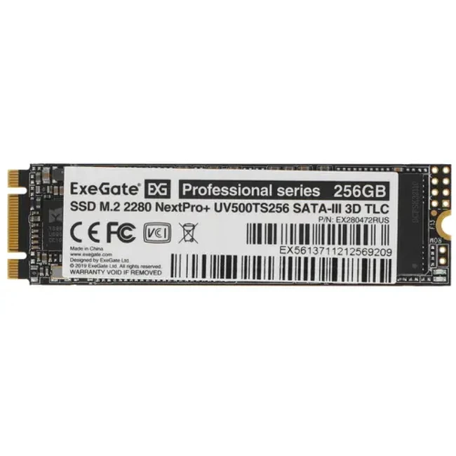 Внутренний накопитель ExeGate NextPro+ UV500TS256 EX280472RUS SSD (твердотельные), 256 ГБ, M.2, SATA