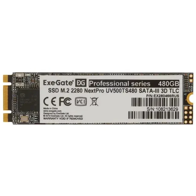 Внутренний накопитель ExeGate NextPro UV500TS480 EX280466RUS SSD (твердотельные), 480 ГБ, M.2, SATA