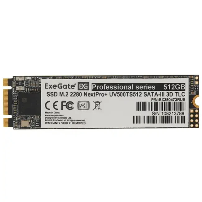 Внутренний накопитель ExeGate NextPro+ UV500TS512 EX280473RUS SSD (твердотельные), 512 ГБ, M.2, SATA