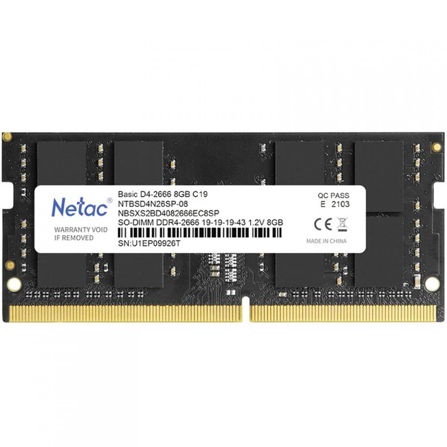 ОЗУ Netac Basic NTBSD4N32SP-08 SO-DIMM, DDR4, 8 Гб, 3200 МГц