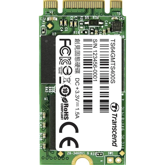 Жесткий диск Transcend 64GB M.2 SSD MTS 400 series TS64GMTS400S SSD (твердотельные), 64 ГБ, M.2, SATA