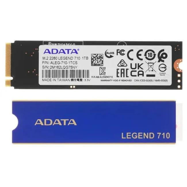 Внутренний накопитель ADATA LEGEND 710 [ALEG-710-1TCS] SSD (твердотельные), 1 ТБ, M.2, PCIe