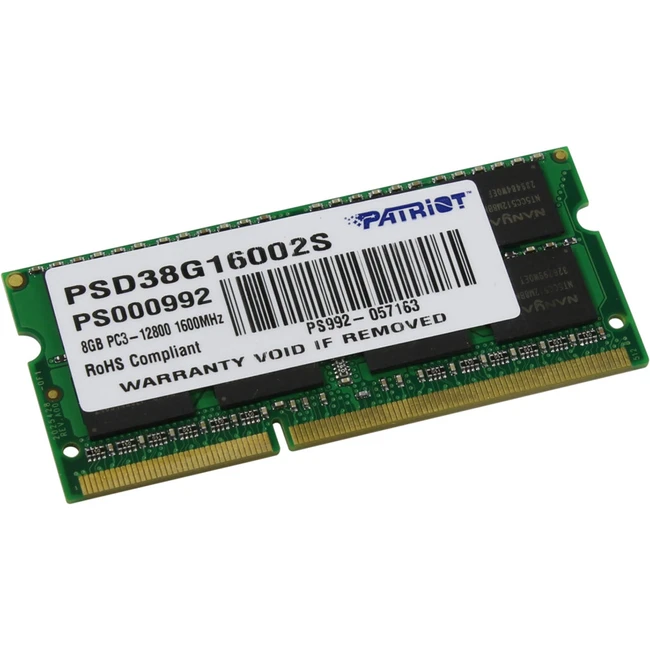 ОЗУ Patriot 8 Гб PSD38G16002S SO-DIMM, DDR3, 8 Гб, 1600 МГц