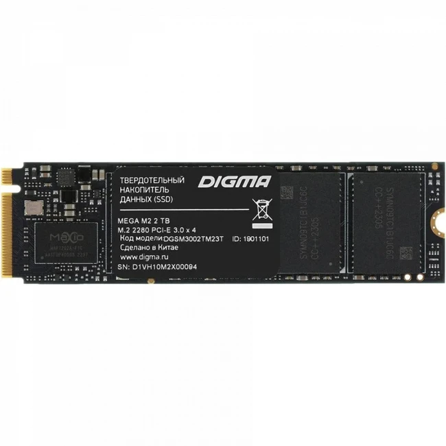 Внутренний накопитель Digma Mega M2 (DGSM3002TM23T) SSD (твердотельные), 2 ТБ, M.2