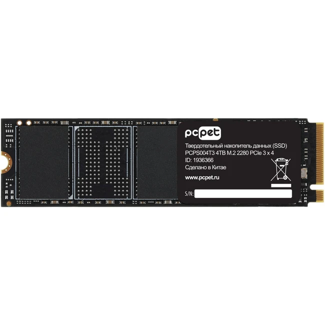 Жесткий диск PC Pet PCPS004T3 SSD (твердотельные), 4 ТБ, M.2, PCIe
