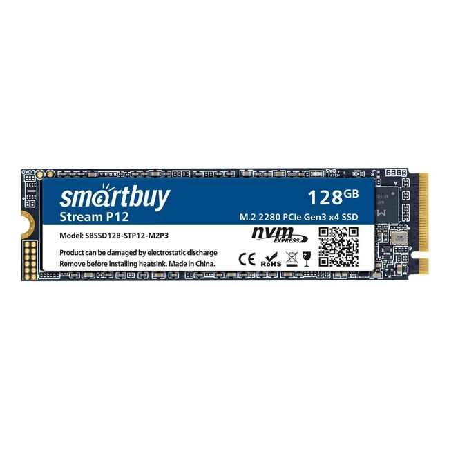 Внутренний жесткий диск SmartBuy SBSSD128-STP12-M2P3 (SSD (твердотельные), 128 ГБ, M.2, PCIe)