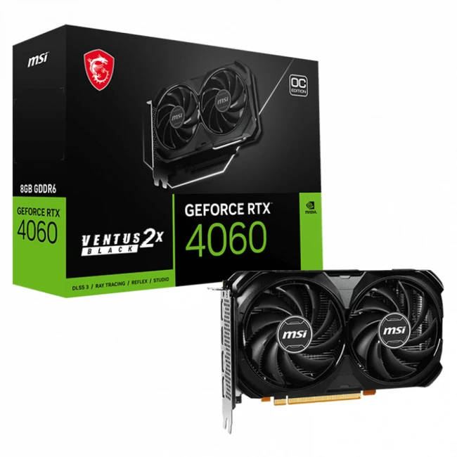 Видеокарта MSI GeForce RTX 4060 VENTUS 2X BLACK OC 4060 VEN 2X BLACK 8G OC 8 ГБ