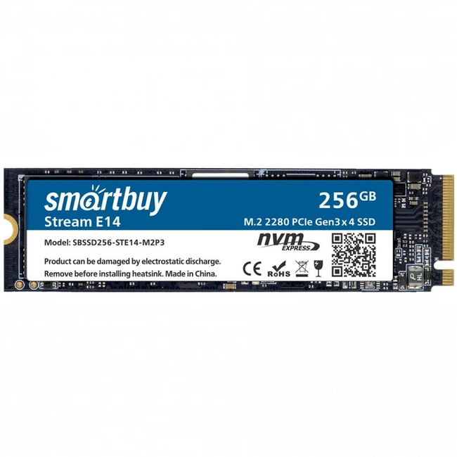 Жесткий диск SmartBuy Stream E14 SBSSD256-STE14-M2P3 SSD (твердотельные), 256 ГБ, M.2, PCIe