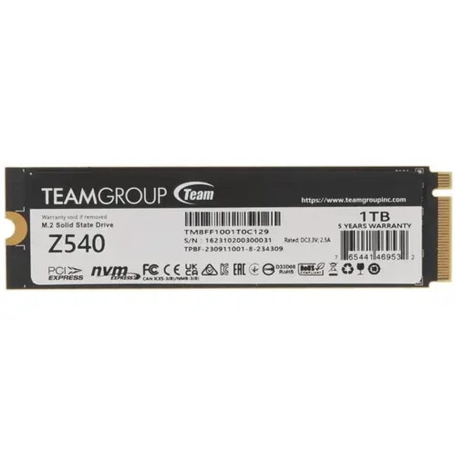 Внутренний жесткий диск Team Group T-FORCE CARDEA Z540 TM8FF1001T0C129 (SSD (твердотельные), 1 ТБ, M.2, PCIe)