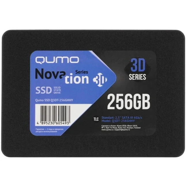 Внутренний накопитель Qumo Q3DT-256GHHY (SSD (твердотельные), 256 ГБ, 2.5 дюйма, SATA)