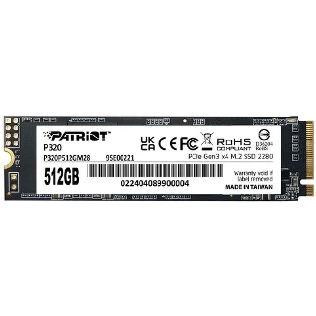 Внутренний накопитель Patriot P320 P320P512GM28 SSD (твердотельные), 512 ГБ, M.2, PCIe
