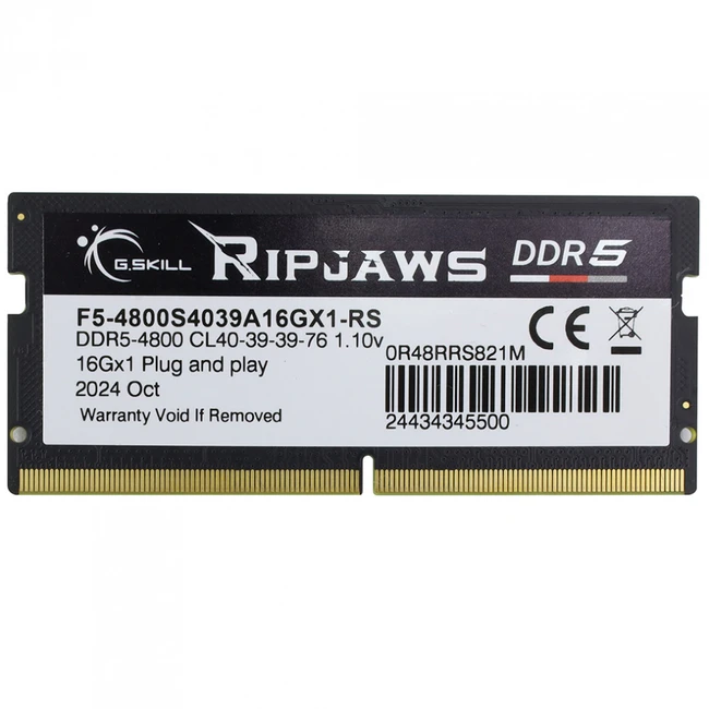 ОЗУ G.Skill RipJaws F5-4800S4039A16GX1-RS (SO-DIMM, DDR5, 16 Гб, 4800 МГц)