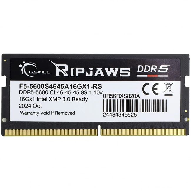 ОЗУ G.Skill RipJaws F5-5600S4645A16GX1-RS SO-DIMM, DDR5, 16 Гб, 5600 МГц
