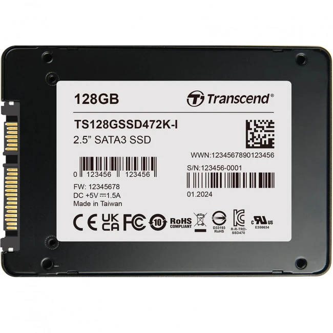Внутренний жесткий диск Transcend TS128GSSD472KI-VS1 (SSD (твердотельные), 128 ГБ, 2.5 дюйма, SATA)
