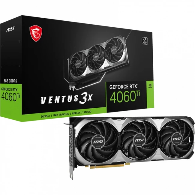 Видеокарта MSI 4060 TI 8G VENTUS 3X E1 RTX 4060 TI 8G VENTUS 3X E1 (8 ГБ)