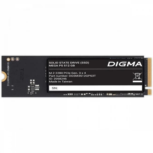 Внутренний накопитель Digma DGSM3512GP53T SSD (твердотельные), 512 ГБ, M.2, PCIe