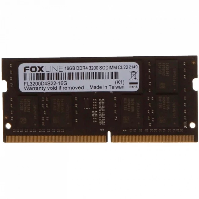 ОЗУ Foxline SODIMM 16GB 3200 DDR4 FL3200D4S22S-16G SO-DIMM, DDR4, 16 Гб, 3200 МГц