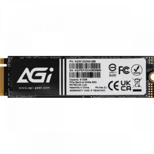 Внутренний накопитель AGI AGI512GIMAI298-CB SSD (твердотельные), 512 ГБ, M.2, PCIe