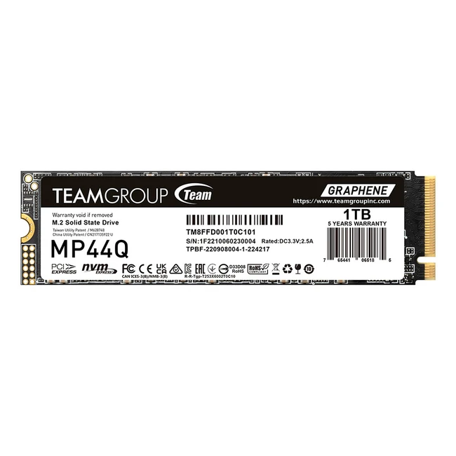Внутренний жесткий диск Team Group MP44Q TM8FFD001T0C101 (SSD (твердотельные), 1 ТБ, M.2, PCIe)