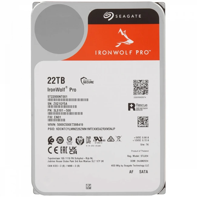 Серверный жесткий диск Seagate IronWolf Pro (ST22000NT001) (HDD, 3,5 LFF, 22 ТБ, SATA)