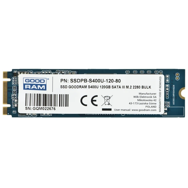 Внутренний накопитель GoodRam S400U SSDPB-S400U-120-80 (SSD (твердотельные), 120 ГБ, M.2, SATA)
