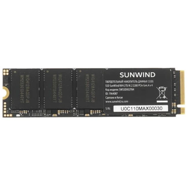 Внутренний жесткий диск SunWind NV4 SWSSD002TN4 (SSD (твердотельные), 2 ТБ, M.2, PCIe)