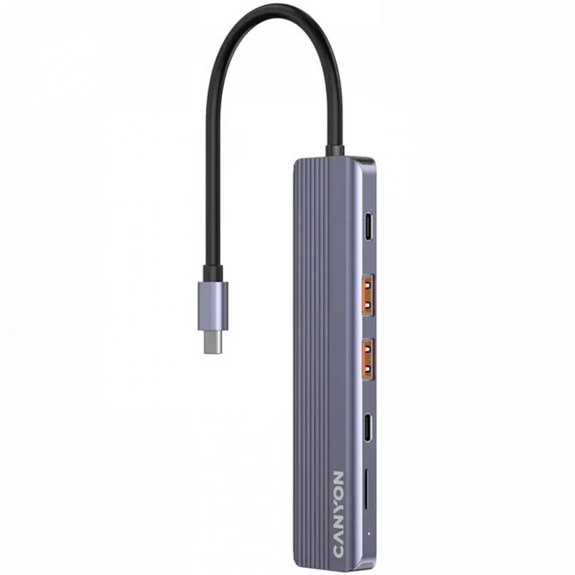 Аксессуар для ПК и Ноутбука Canyon USB-хаб DS-17 6in1 4k USB-C Grey CNS-TDS17