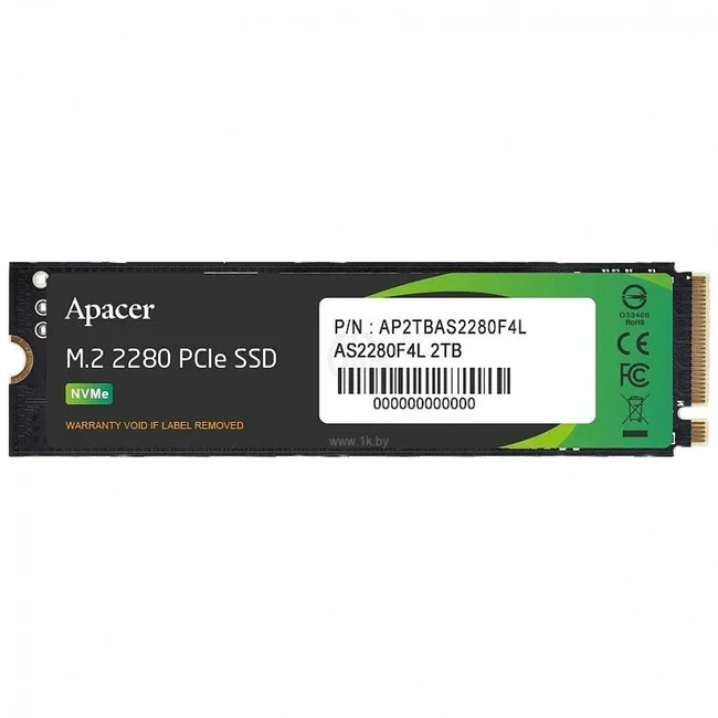 Внутренний накопитель Apacer AP2TBAS2280F4L-1 (SSD (твердотельные), 2 ТБ, M.2, PCIe)