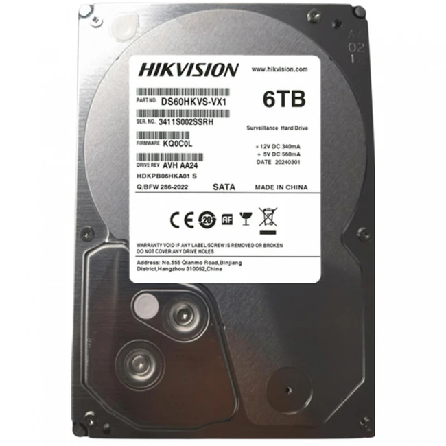 Жесткий диск Hikvision DS60HKVS-VX1 HDD (классические), 6 ТБ, 3.5 дюйма, SATA