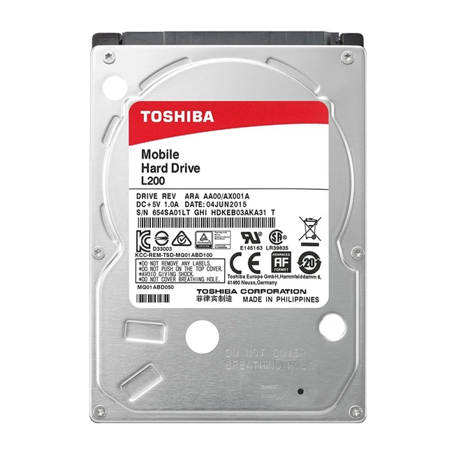 Внутренний накопитель Toshiba L200 HDWL110UZSVA HDD (классические), 1 ТБ, 2.5 дюйма, SATA