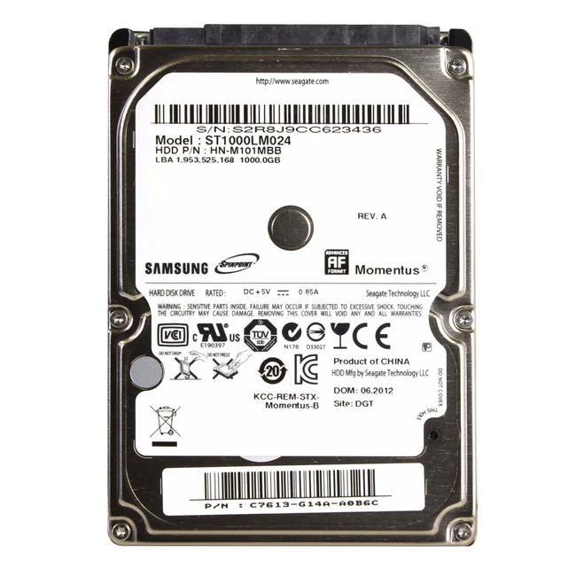 Жесткий диск Seagate (Samsung) 1TB SATA 3Gb/s 2.5" 5400rpm 8Mb ST1000LM024 HDD (классические), 1 ТБ, 2.5 дюйма, SATA