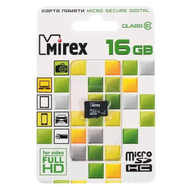 Флеш (Flash) карты Mirex microSDHC [13612-MC10SD16] 16 ГБ