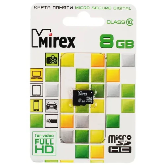 Флеш (Flash) карты Mirex microSDHC [13612-MC10SD08] 8 ГБ