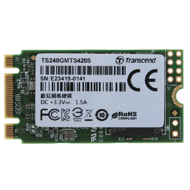 Внутренний жесткий диск Transcend Твердотельный диск 240GB MTS420 TS240GMTS420S (SSD (твердотельные), 240 ГБ, M.2, SATA)
