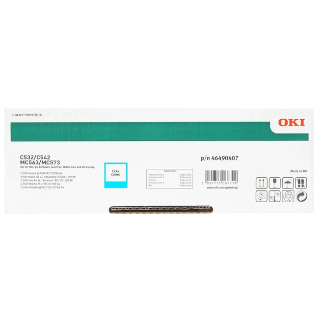 Тонер OKI Tонер-картридж голубой (1,5K) OKI C532/C542/MC573 46490407