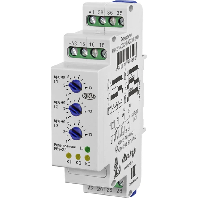 Опция для ИБП ЭКМ (Меандр) Реле времени трехцепное РВ3--22 ACDC24В/АС230В УХЛ4 Меандр РВ3-22