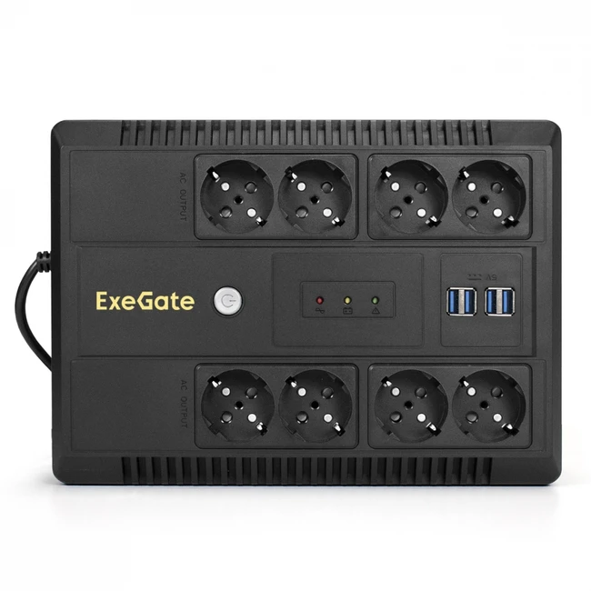 Источник бесперебойного питания ExeGate NEO NNB-1000.LED.AVR.8SH.CH EX293855RUS 1000 ВА, 650 Вт