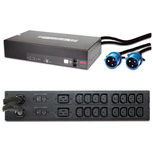 Сетевой фильтр APC Стоечный автоматический переключатель нагрузки, 2U 230 В, 32 А, IEC309-32A (вход), (16)C13, (2)C19 (выход) AP7724
