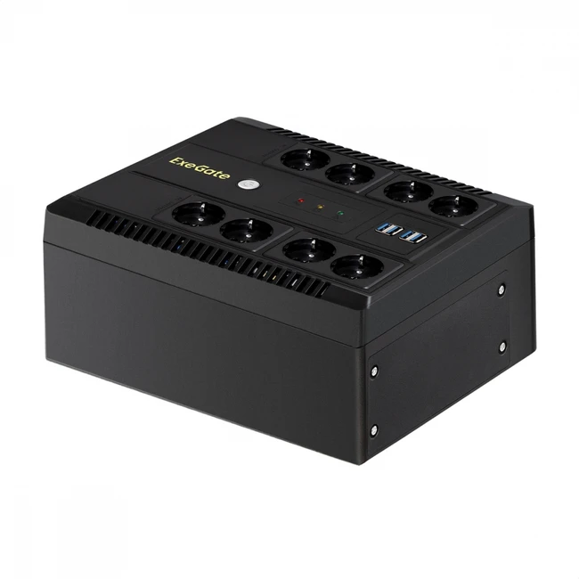 Источник бесперебойного питания ExeGate NEO Smart LHB-650.LCD.AVR.8SH.CH.RJ.USB EX295013RUS 650 ВА, 390 Вт