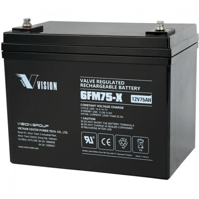 Сменные аккумуляторы АКБ для ИБП VISION 6FM75-X 6FM75-X 12V75AH 12 В